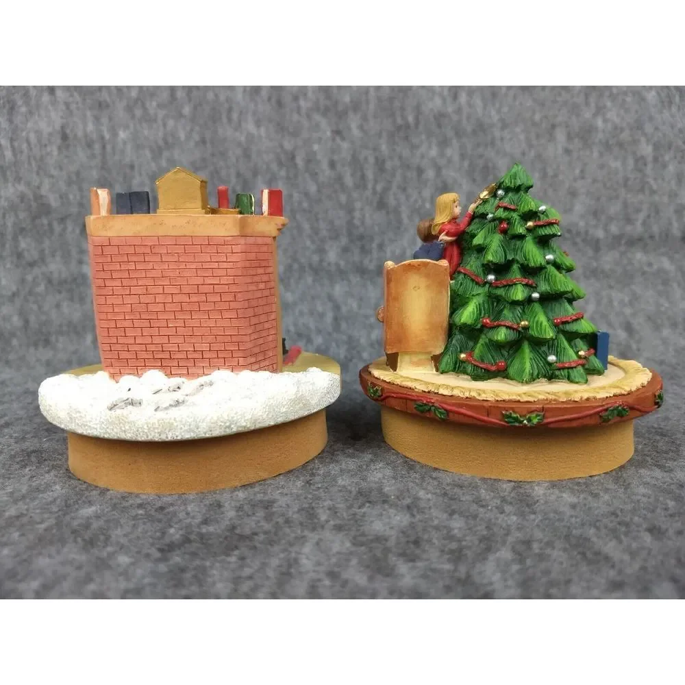 OUR AMERICA Yankee Candle Toppers Set of 2 Christmas Fireplace & Christmas Eve 2